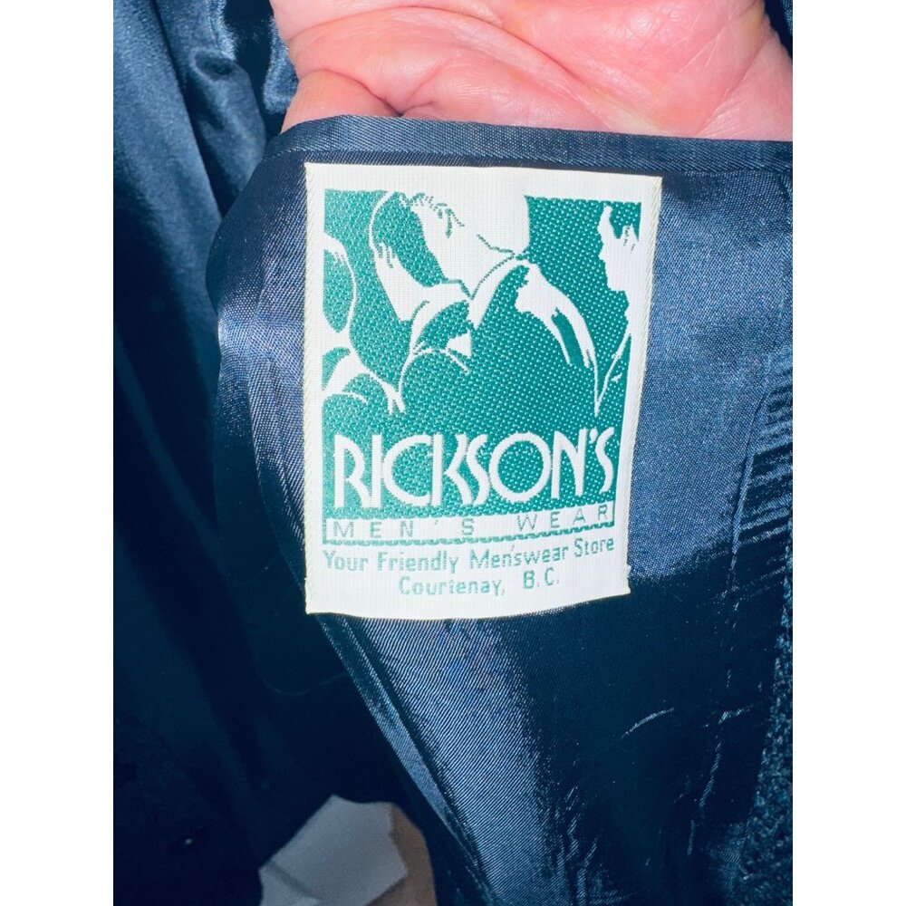 Vintage Ricksons British Wool Herringbone Blazer Jacket 44R Preppy Academic Mone - Picture 3 of 15